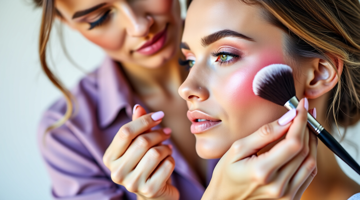 Makeup artist applying makeup